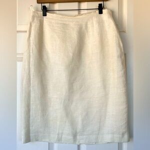 Classic Cream Linen Pencil Skirt